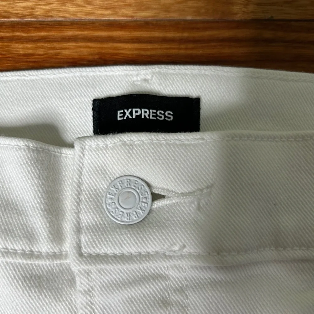 Express Modern Straight Super High Rise White Denim Jeans‎ Women's Size 14R - Picture 4 of 8